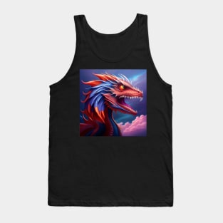 Ferocious Red Dragon with Blue Highlights Tank Top